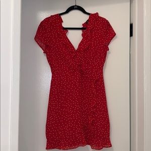 Bardot Red Polka Dot Dress